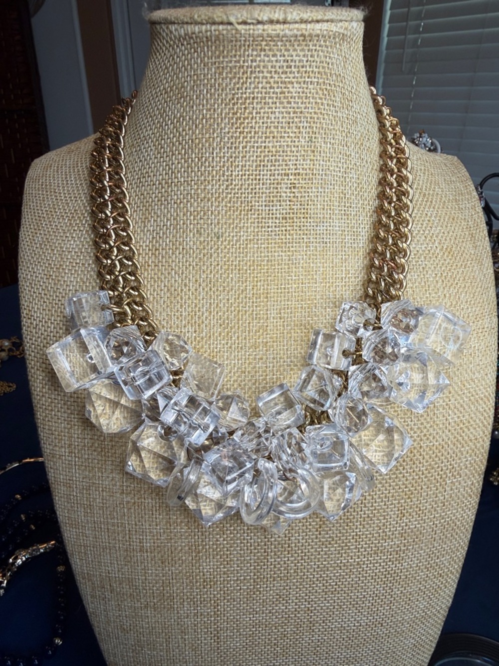 Vintage Robert Rose Lucite Dazzling On GoldTone Double Chain